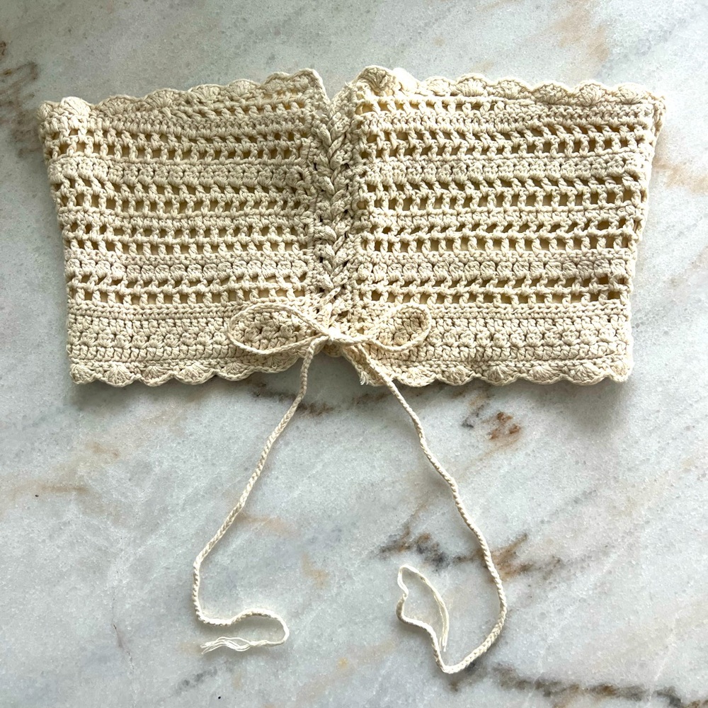 NWT Crochet Bandeau Tube Top cream colour